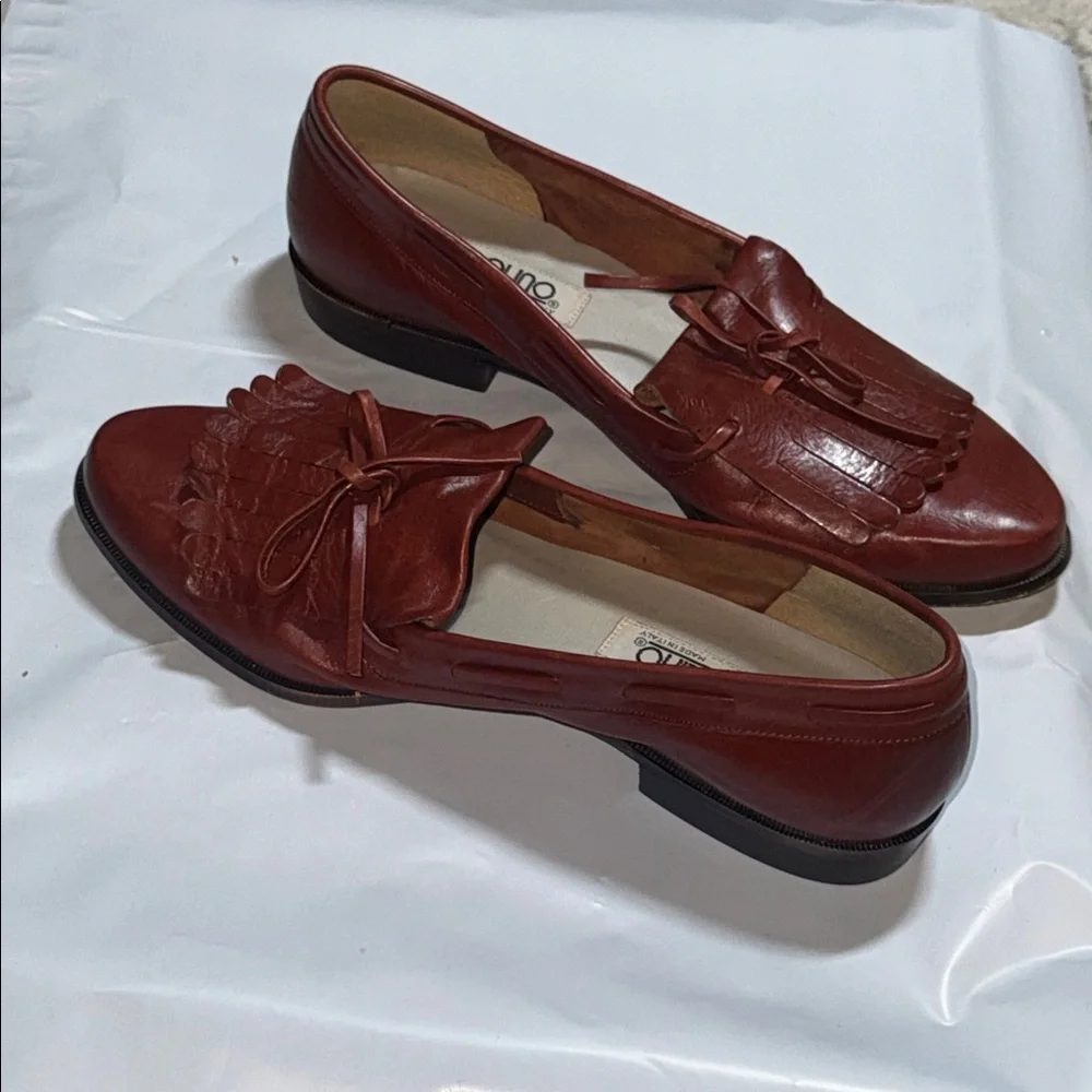 Bandolino Women's brown‎ leather Loafers with Bow Detail vintage Sz 7N